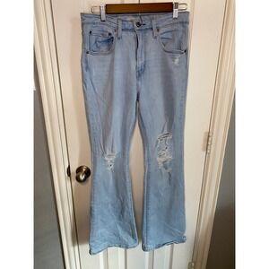 Levi's 726 Flare Jeans Light Wash Distressed Denim Women's Size 30 Y2K
